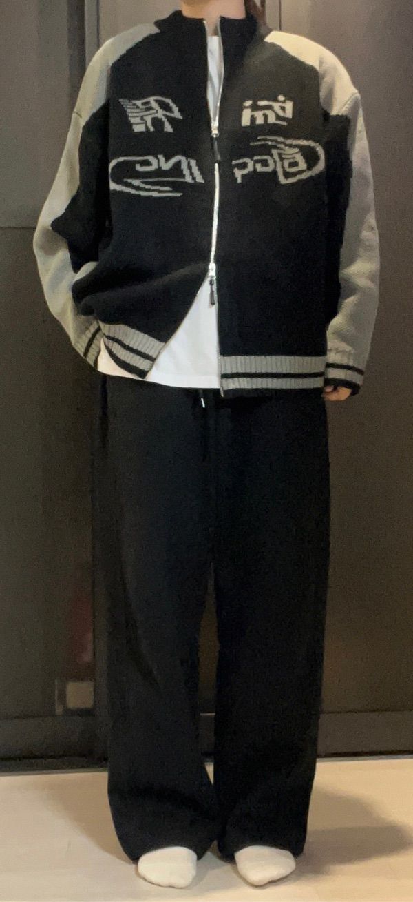 [CPGN STUDIO ]★[2-WAY] Curved block knit zip-up MUSINSA | BASEMOMENT Two-tone full zip-up knit charcoal