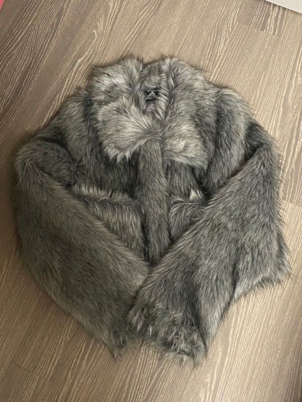 MUSINSA | BADEE Flecked Ash Fur Jacket Gray