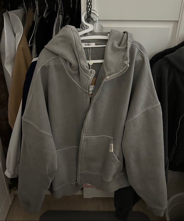 MUSINSA | GLOWNY G CLASSIC WASHED BOXY ZIP UP (GRAY)