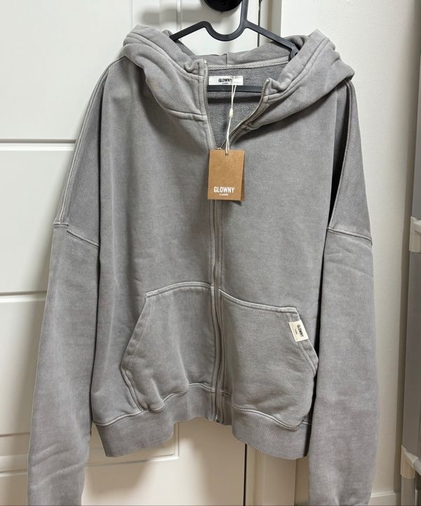 MUSINSA | GLOWNY G CLASSIC WASHED BOXY ZIP UP (GRAY)