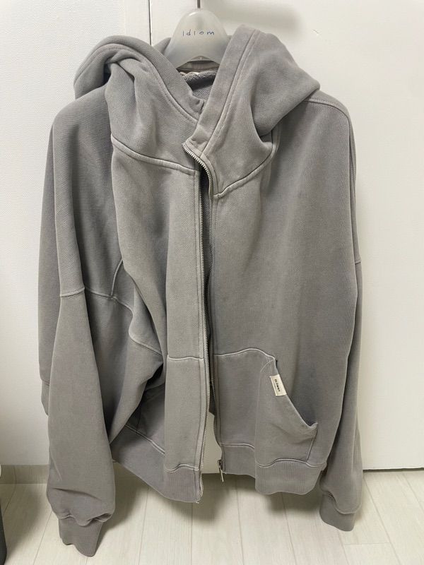 MUSINSA | GLOWNY G CLASSIC WASHED BOXY ZIP UP (GRAY)