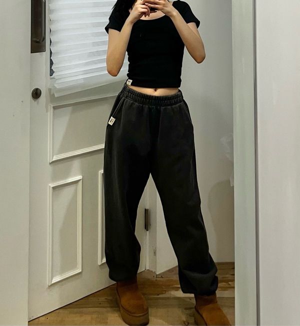 MUSINSA | GLOWNY G CLASSIC WASHED SWEATPANTS (CHARCOAL)