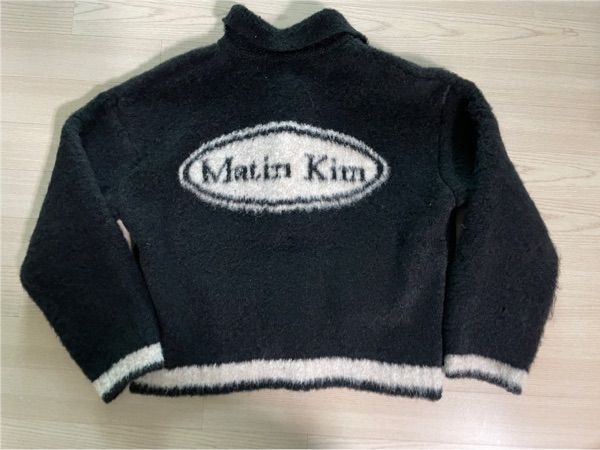MUSINSA | MATIN KIM MATIN DOWNY COLLAR KNIT CARDIGAN IN BLACK