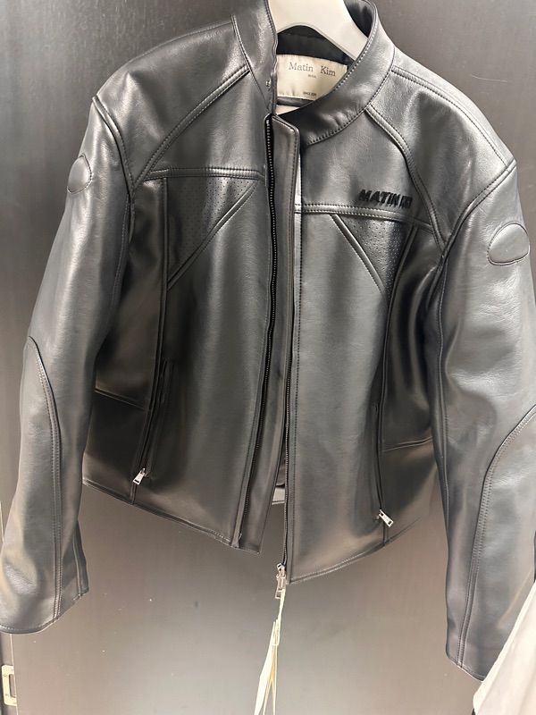 MUSINSA公式 | MATIN KIM FAUX LEATHER BIKER QUILTING JACKET IN BLACK