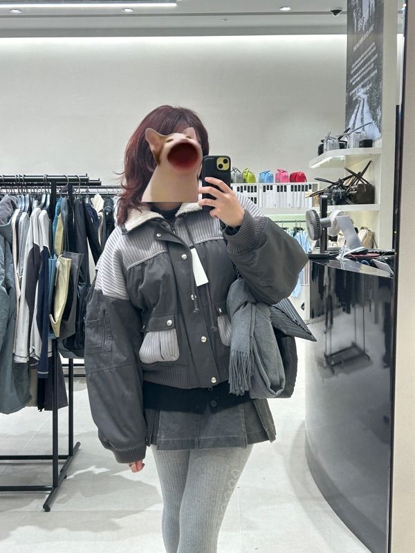 MUSINSA公式 | MATIN KIM KNIT MIXED FLIGHT JUMPER IN CHARCOAL