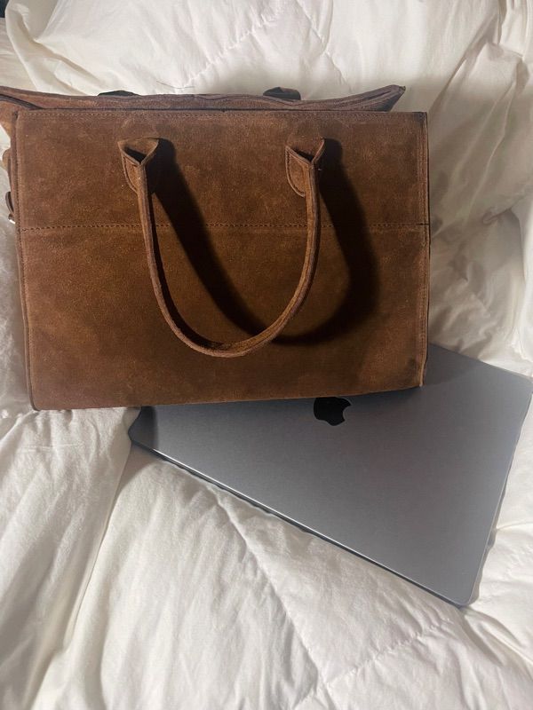 MUSINSA | ANDROS Calf Suede Classic Tough Work Bag (Brown)