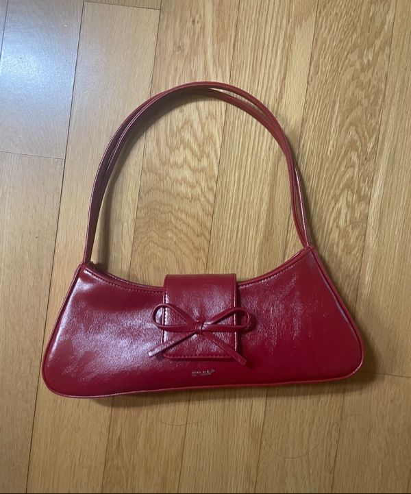 MUSINSA | TTMAB Bow Small Baguette Bag - Fishnet Stockings Red