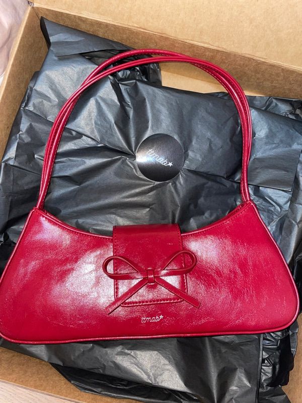MUSINSA | TTMAB Bow Small Baguette Bag - Fishnet Stockings Red