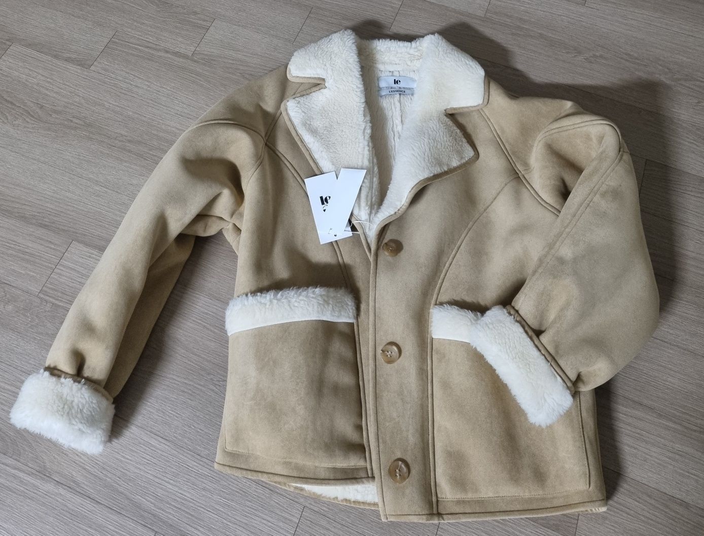 MUSINSA | LE shearling collar mustang jacket (beige)