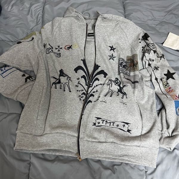 MUSINSA | TOOMUCHTAX PRINTED WAFFLE HOODIE ZIP-UP