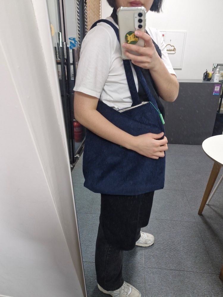 MUSINSA | GREEN STUFF boxy bag 53 - classic corduroy navy