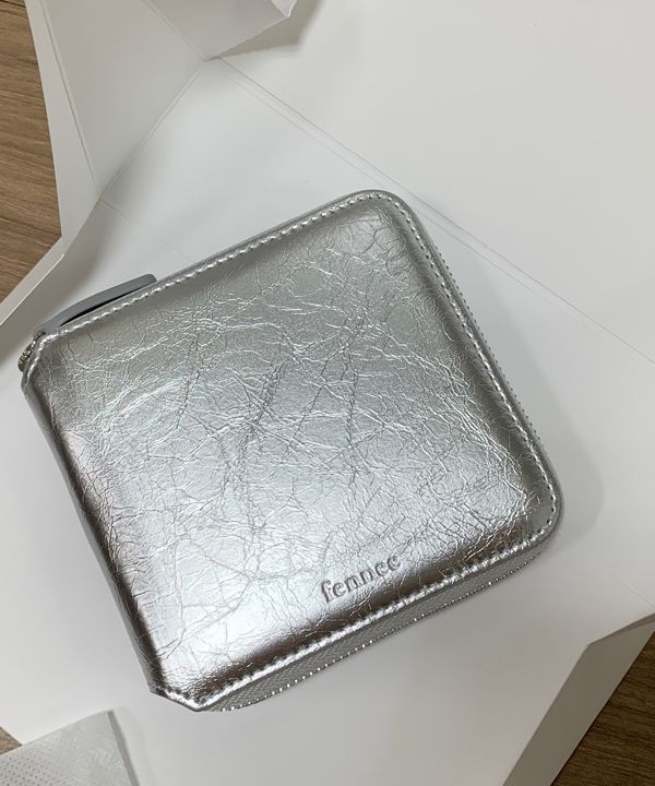 ◇Fennec◇ CRINKLE ZIPPER WALLET SILVER MUSINSA | fennec CRINKLE ZIPPER WALLET - SILVER