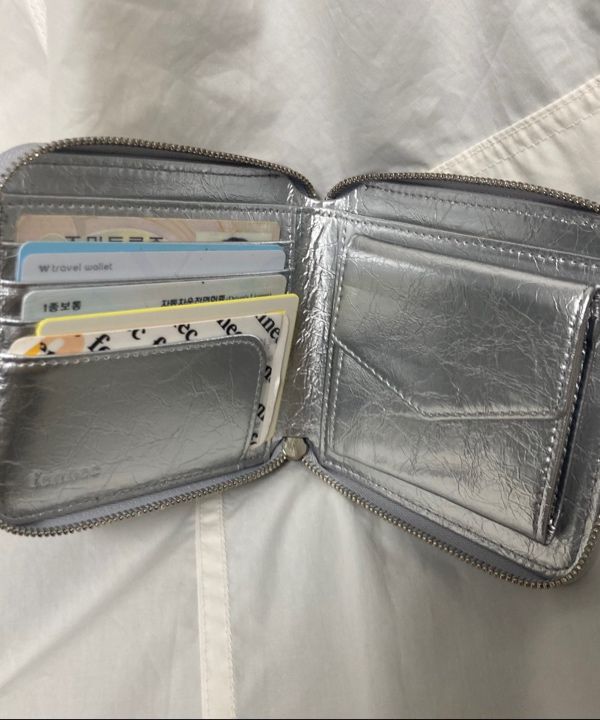 ●Fennec● CRINKLE ZIPPER WALLET SILVER FM3WT01SIF MUSINSA | fennec CRINKLE ZIPPER WALLET - SILVER