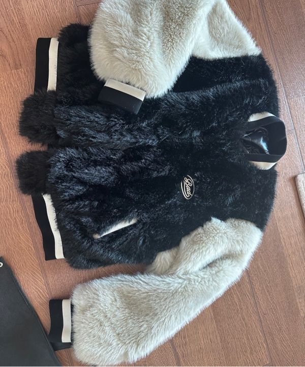 MUSINSA公式 | BADBLOOD Panda Varsity Jacket - Black/Cream