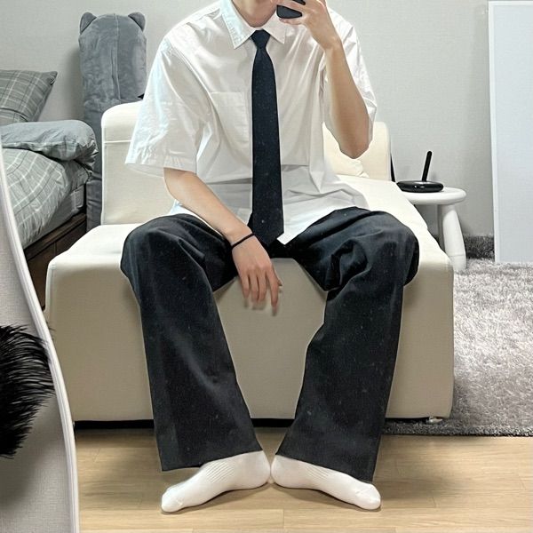 ★MUSINSA STANDARD★ Relaxed soft poplin shirt blue grey MME MUSINSA | MUSINSA STANDARD Relaxed Soft Poplin Shirt [Navy]