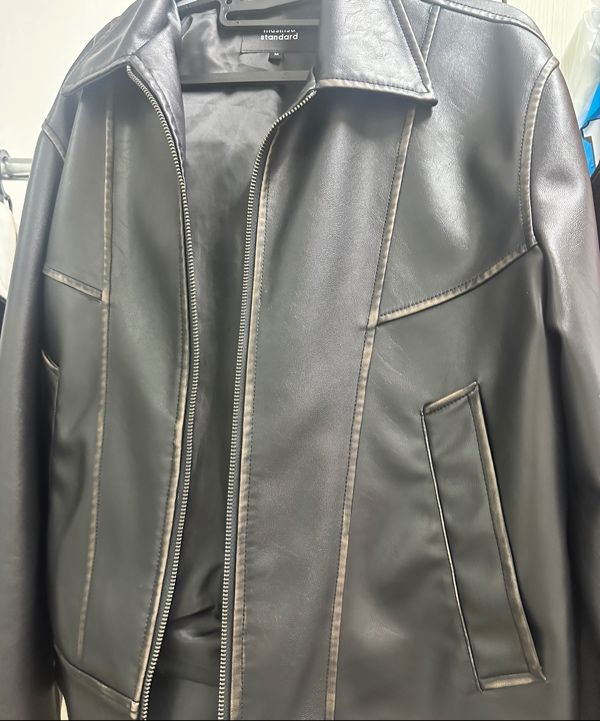 MUSINSA | MUSINSA STANDARD Faded Synthetic Leather Single Jacket