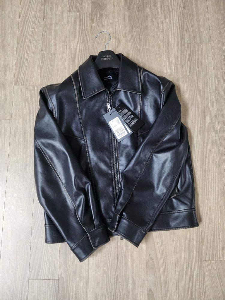 MUSINSA | MUSINSA STANDARD Faded Synthetic Leather Single Jacket