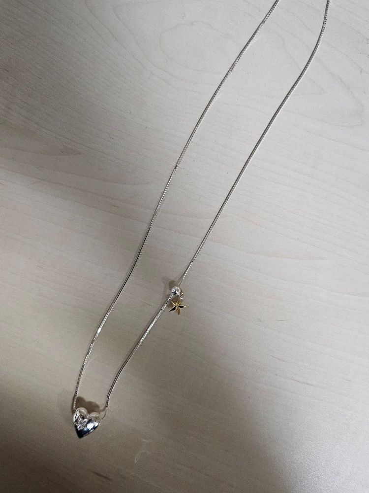 TATIANA☆[Silver925] Chocolat Heart Star Dangle Necklace MUSINSA | TATIANA (Silver 925) Chocolate Heart Star Dangle
