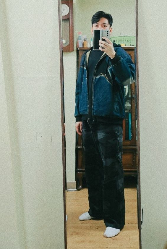 国内で当店のみ Wangxingyu - Distressed Denim Wash Hooded XTONZのXTT061 Vintage Washing Star Denim Hooded Zip-Up 全2色