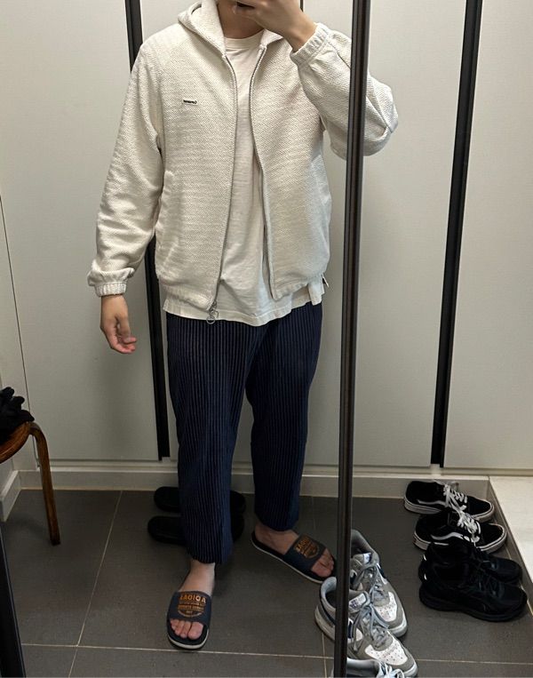 MUSINSA | COVERNAT Herringbone Hoodie Zip-Up Oatmeal