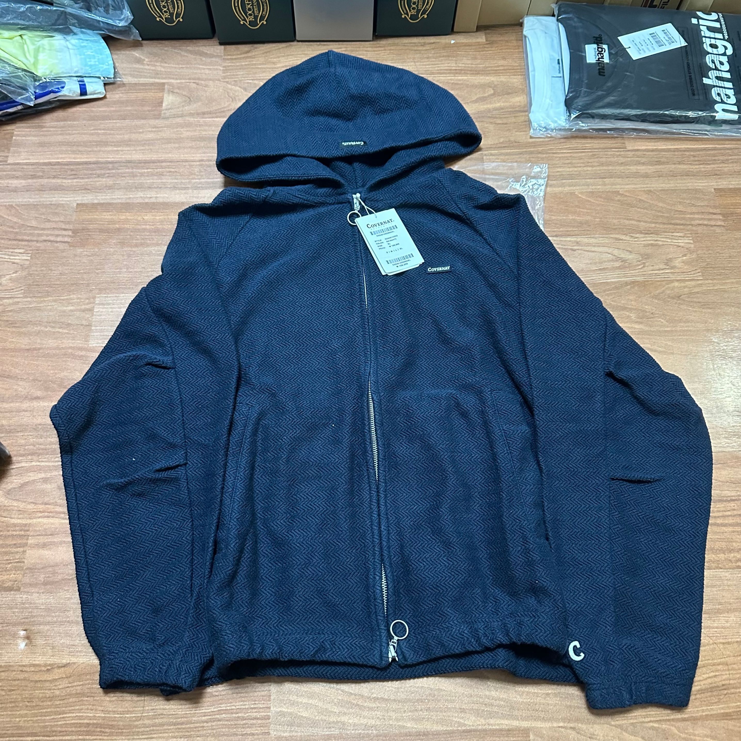 パーカー・フーディ COVERNAT Herringbone hoodie zip-up navy MUSINSA | COVERNAT Herringbone hoodie zip-up navy