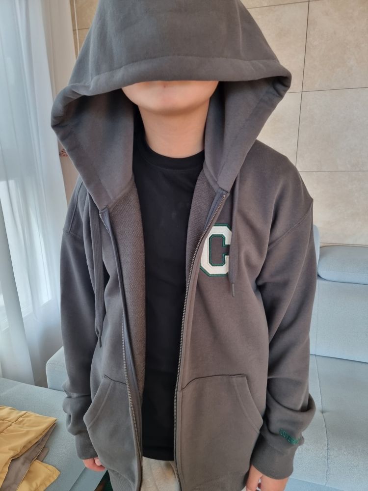 MUSINSA公式 | COVERNAT C logo hoodie zip-up charcoal