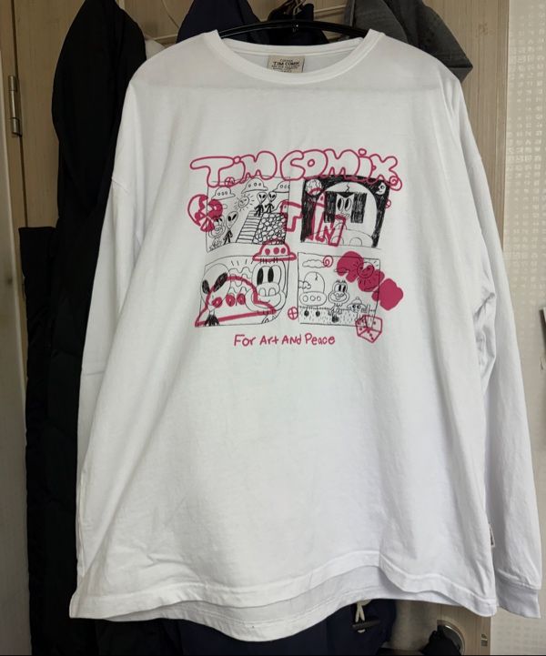 ★TIMCOMIX★ Comics spray cartoon graphic long sleeve white Comics Spray Cartoon Graphic Long Sleeve_White - PHYPS HOME