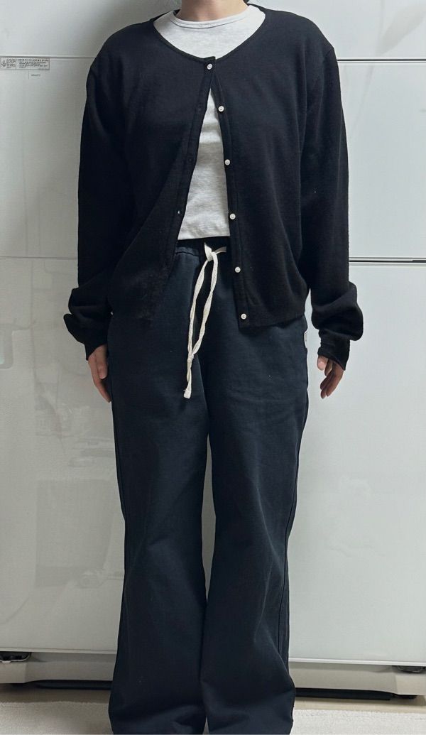 MUSINSA | GLOWNY G CLASSIC LOOSE FIT CARDIGAN (BLACK)