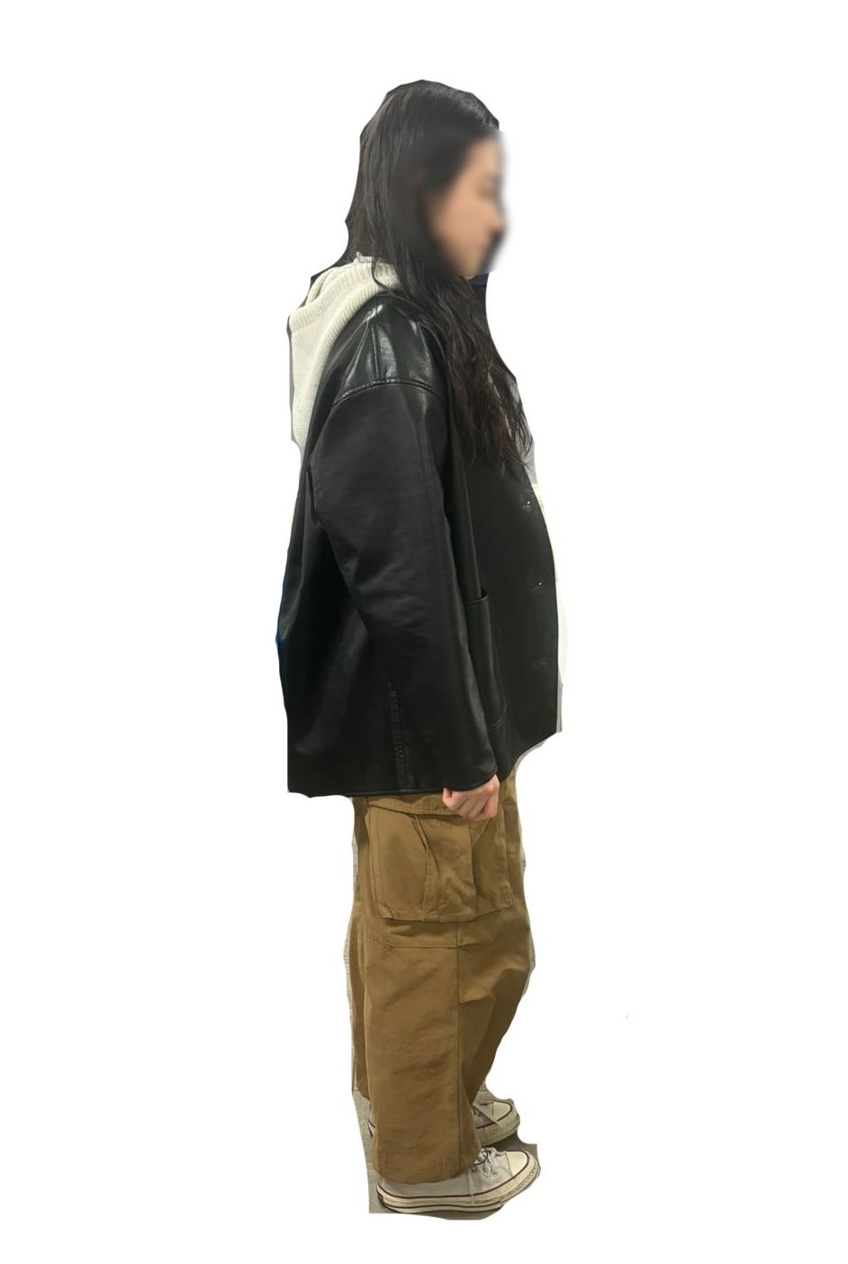 MUSINSA公式 | DRAWFIT WOMEN Button leather half jacket [BLACK]
