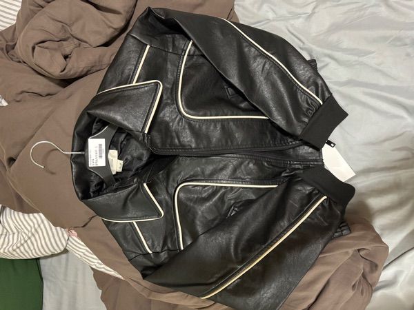 【再販なし】ORO Buffing leather piping blouson MUSINSA公式 | ORO Buffing Leather Piping Blue Jacket_Black&Ivory