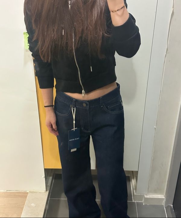 MUSINSA公式 | GLOWNY 901 LOW-RISE WIDE LEG JEANS (DEEP BLUE)