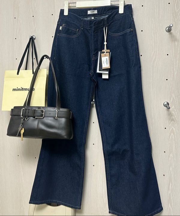 MUSINSA | GLOWNY 901 LOW-RISE WIDE LEG JEANS (DEEP BLUE)