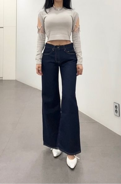 MUSINSA | GLOWNY 901 LOW-RISE WIDE LEG JEANS (DEEP BLUE)