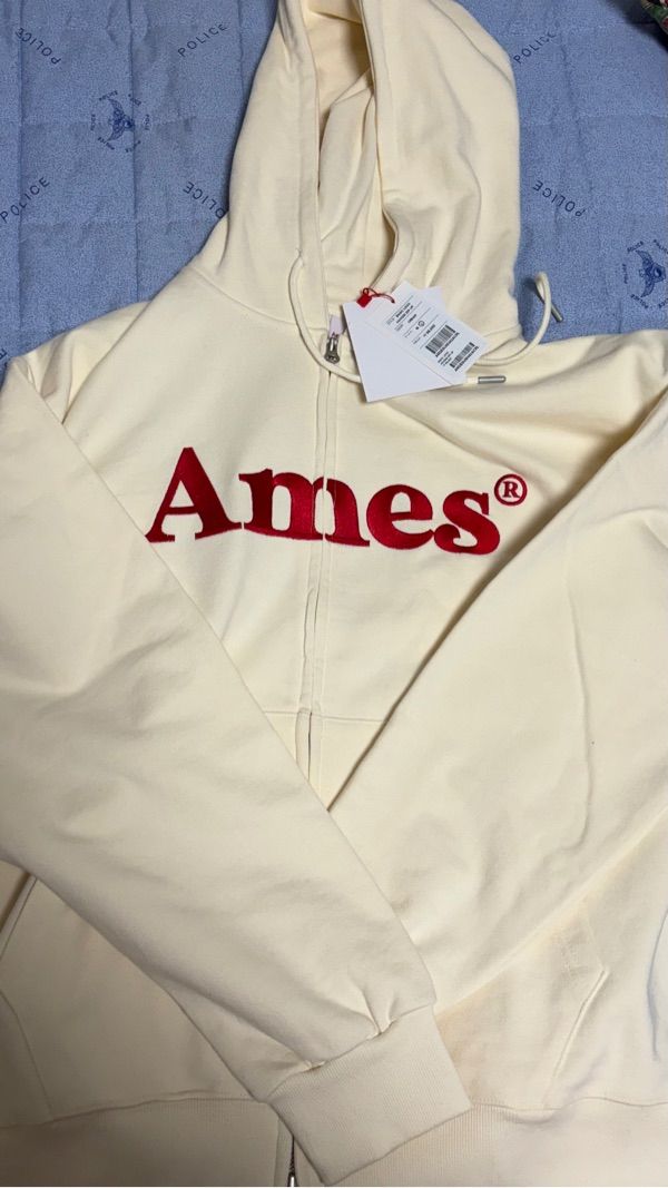 MUSINSA | AMES-WORLDWIDE BASIC LOGO HOODIE ZIP UP CREAM