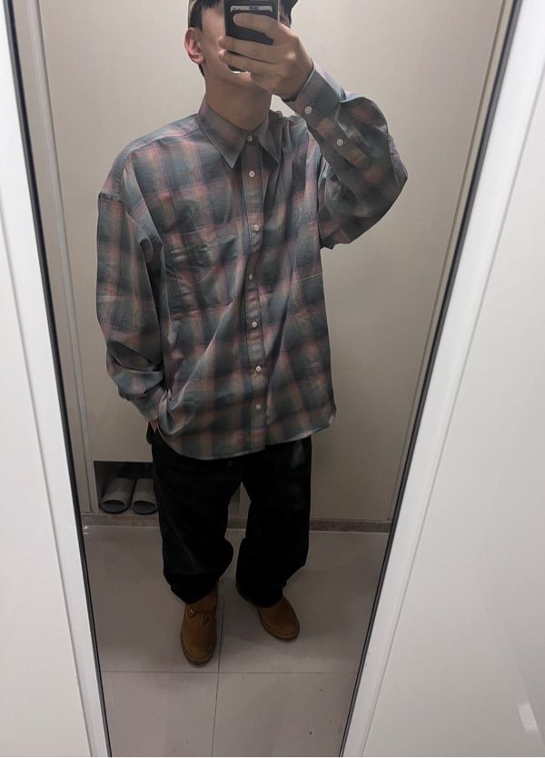 【DNSR】Oversized Flannel Checkered Shirt Pink MUSINSA | DNSR oversized checkered shirt pink