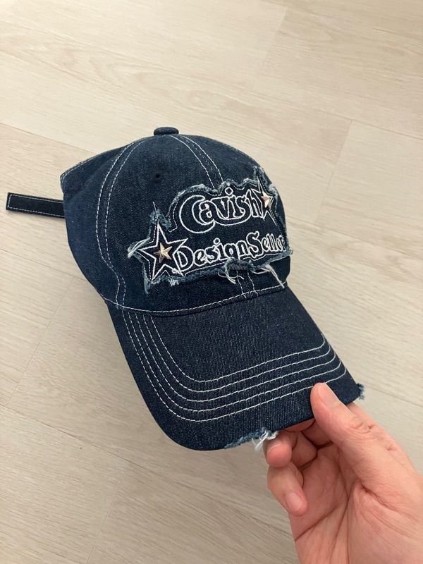 MUSINSA公式 | CAVISH RAWCUT STUD DENIM CAP BLUE(CV2ESUAB21A)