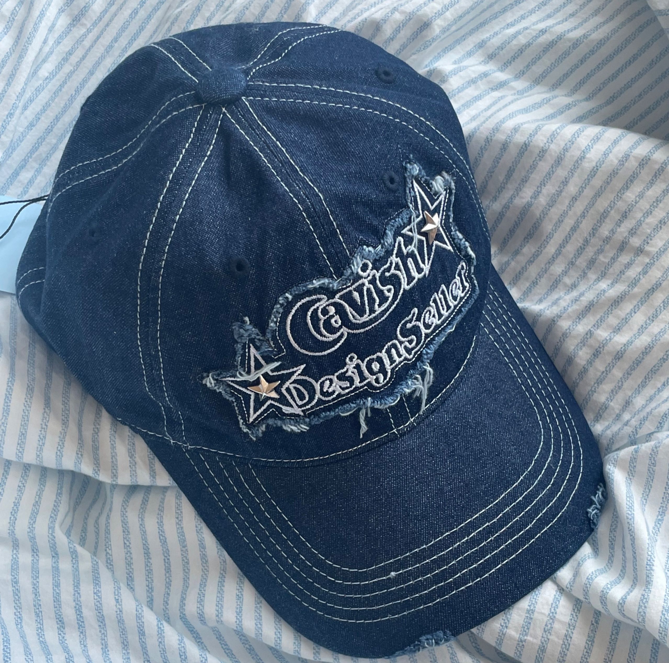 MUSINSA公式 | CAVISH RAWCUT STUD DENIM CAP BLUE(CV2ESUAB21A)