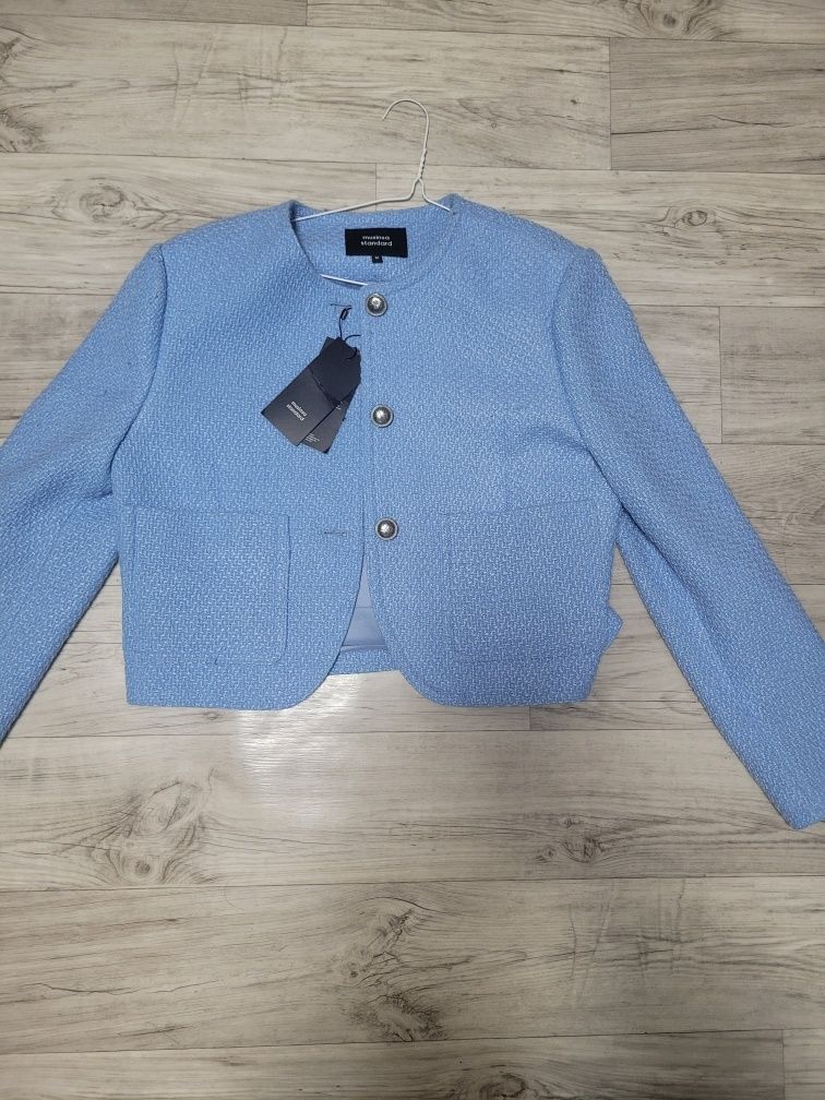 MUSINSA | MUSINSA STANDARD WOMAN Womens Round Neck Tweed Jacket [Blue]