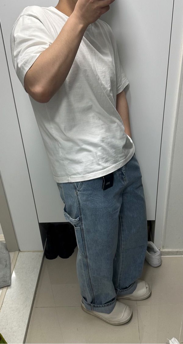 MUSINSA | MUSINSA STANDARD Denim wide carpenter pants [deep
