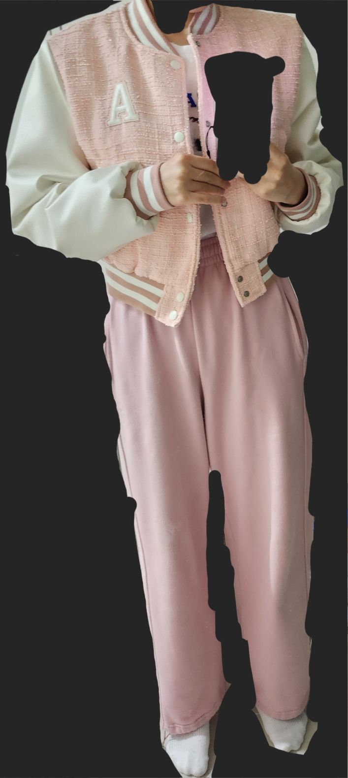 MUSINSA | AVANDRESS Atlantis Love Crop Varsity Jacket PINK