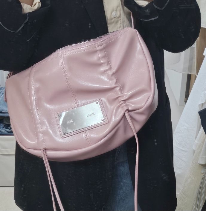 MUSINSA | MATIN KIM HALF SHIRRING RIBBON ROUND BAG IN PINK