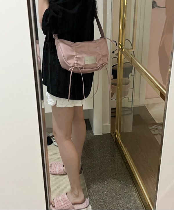 MUSINSA公式 | MATIN KIM HALF SHIRRING RIBBON ROUND BAG IN PINK