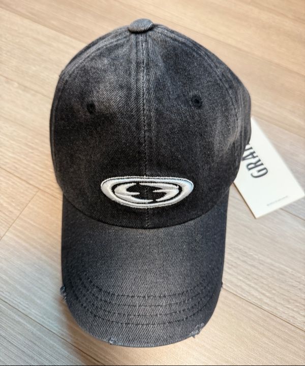 MUSINSA | GRAILZ DENIM OVAL LOGO CAP [BLACK]