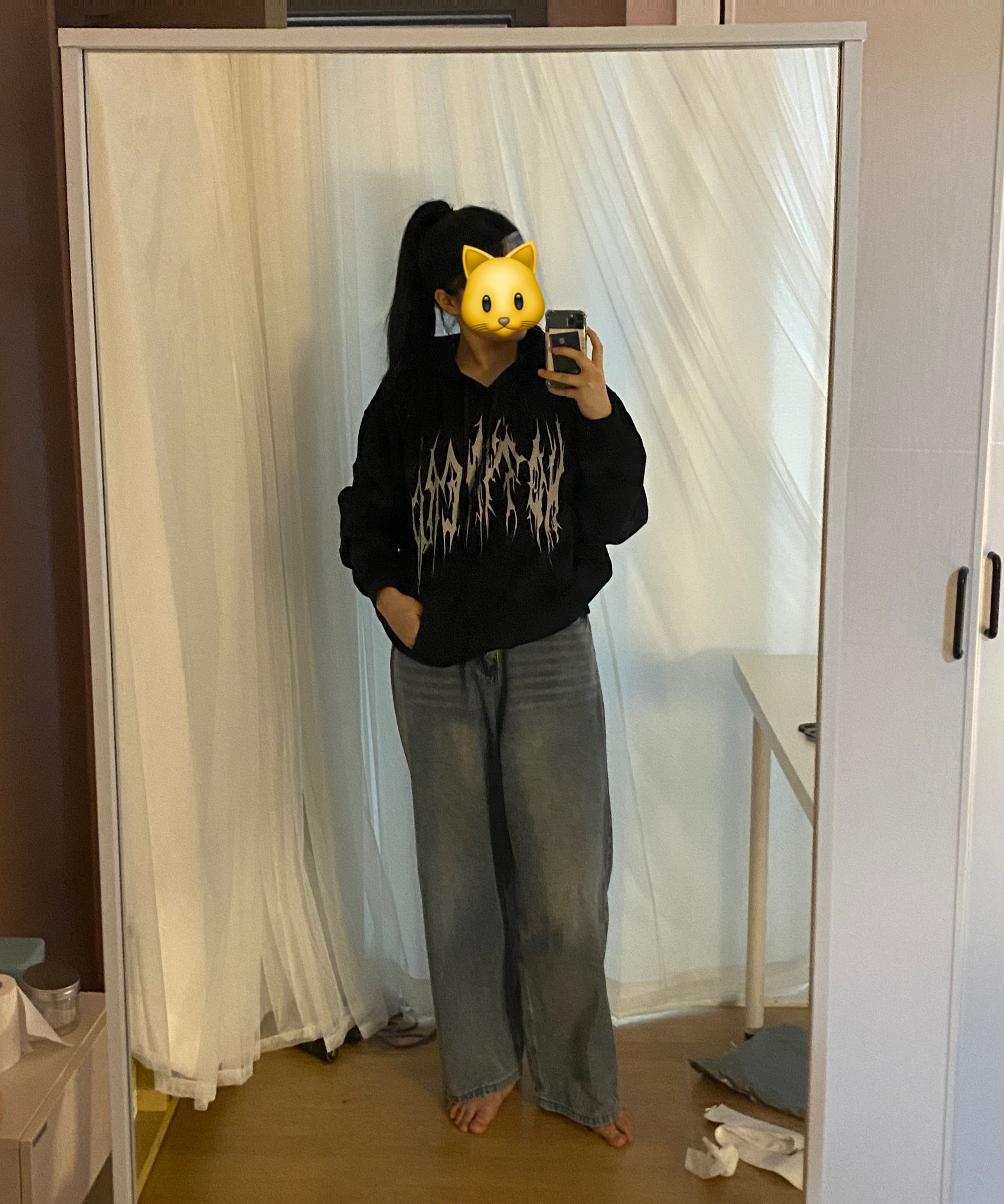 MUSINSA | NOT4NERD Pointed Logo Pullover Hood - Black