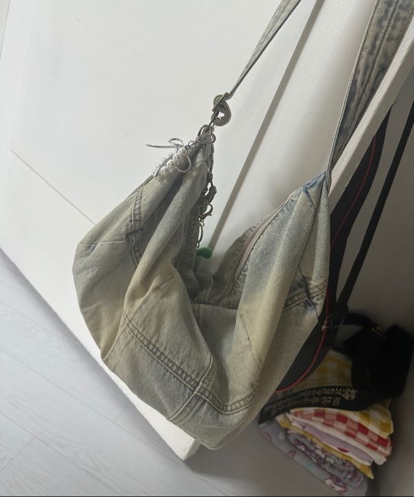 MUSINSA | SCULPTOR Washed Denim Duffle Bag Washed Blue