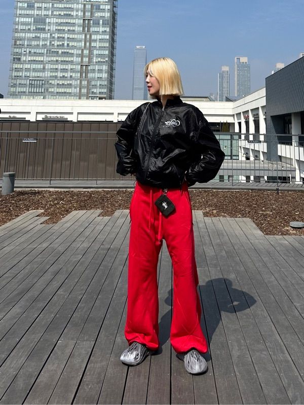 MUSINSA | SCULPTOR Glossy Nylon Jacket Red