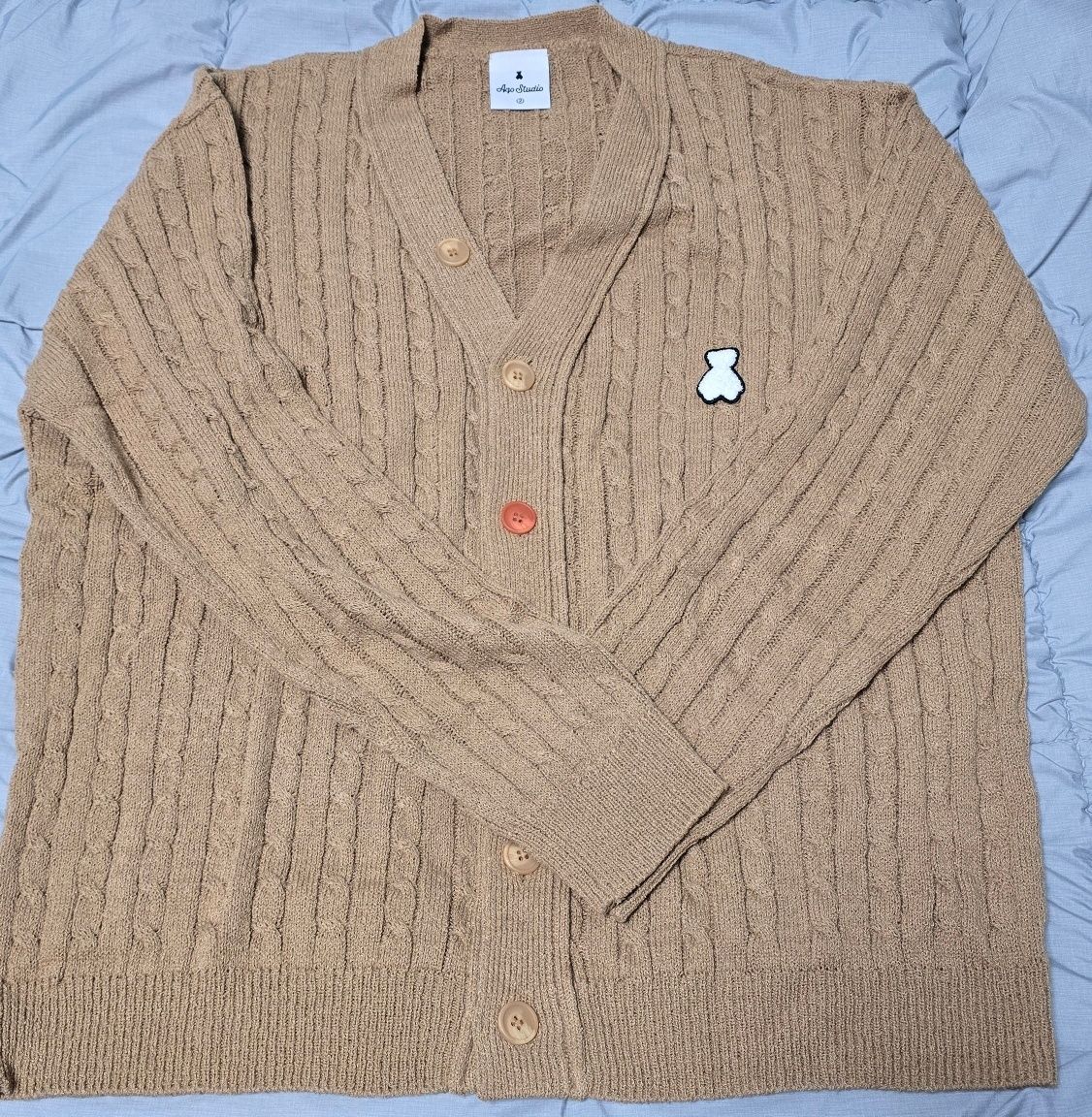 AQO STUDIO SPACE ★Bear Cable Half Knit MUSINSA | AQO STUDIO SPACE Ako Bear Cable Cardigan Green