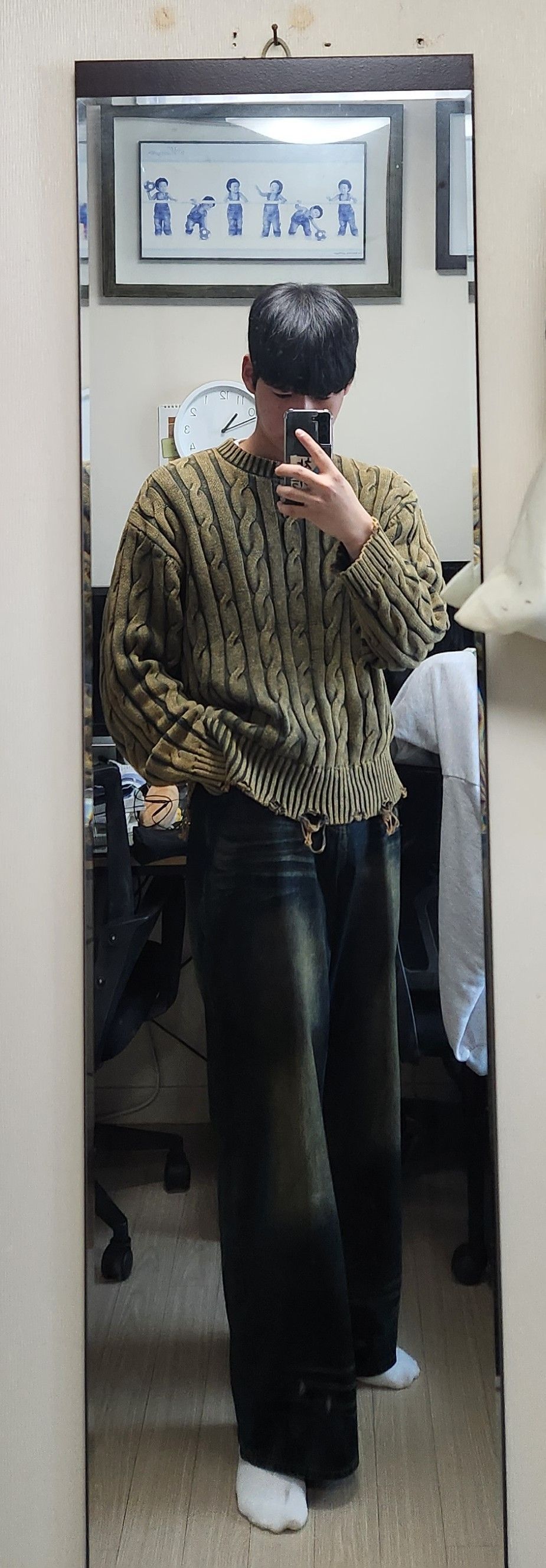 ★TRILLION★ Vintage washed damaged cable knit BROWN TRSKN21 MUSINSA | TRILLION Vintage washed damaged cable knit (BROWN)