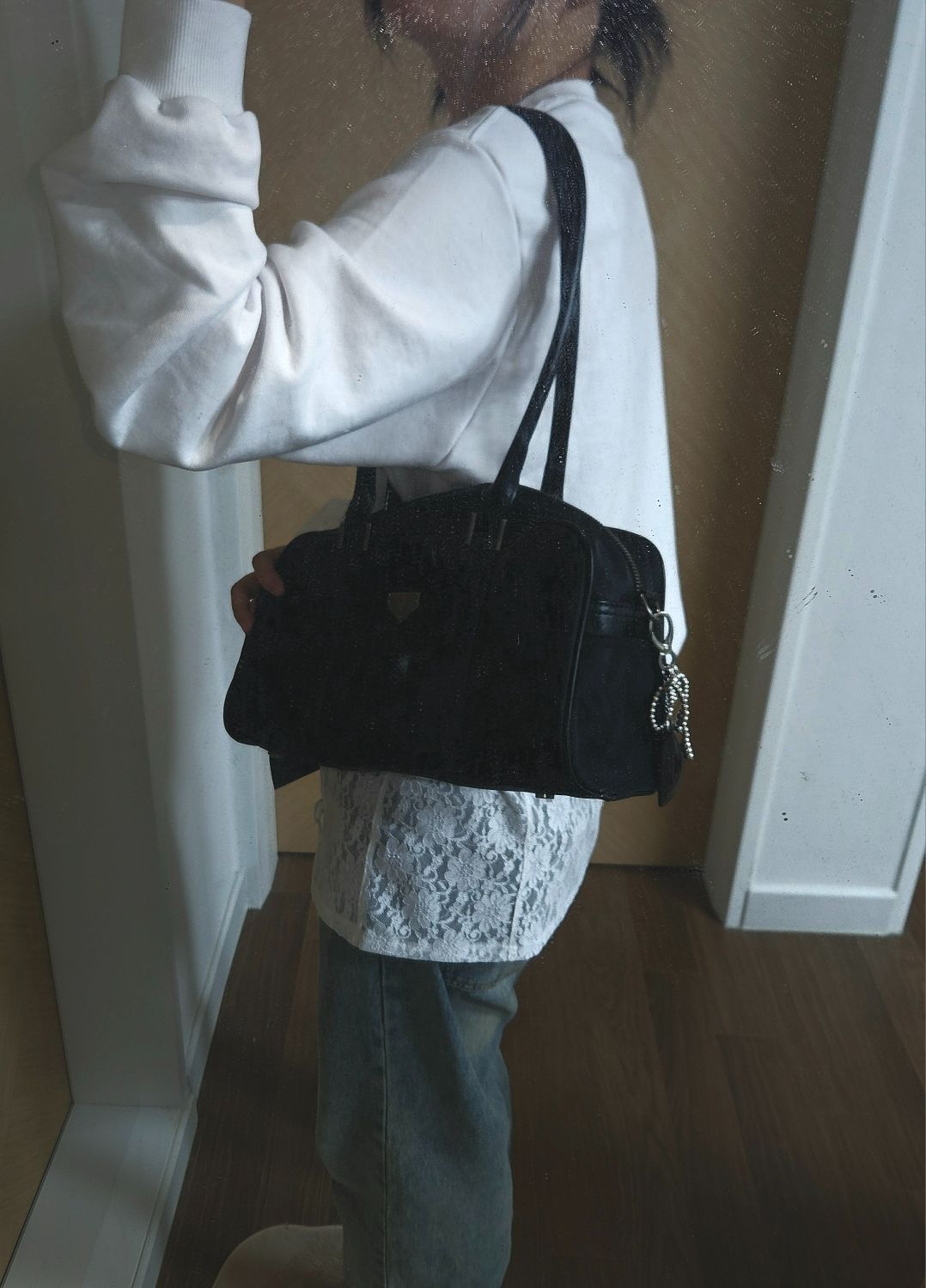 MUSINSA | LEATHERY Boston leather shoulder bag [BLACK]