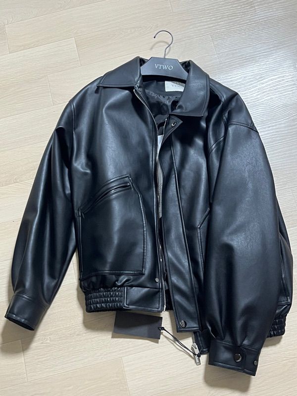 MUSINSA | VTWO 8174 Vegan leather overfit jacket_black